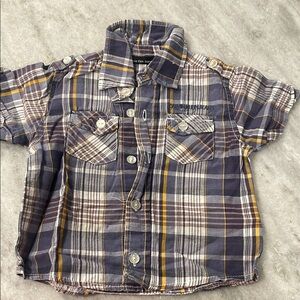 Plaid Kids Shirt - Blue and Yellow